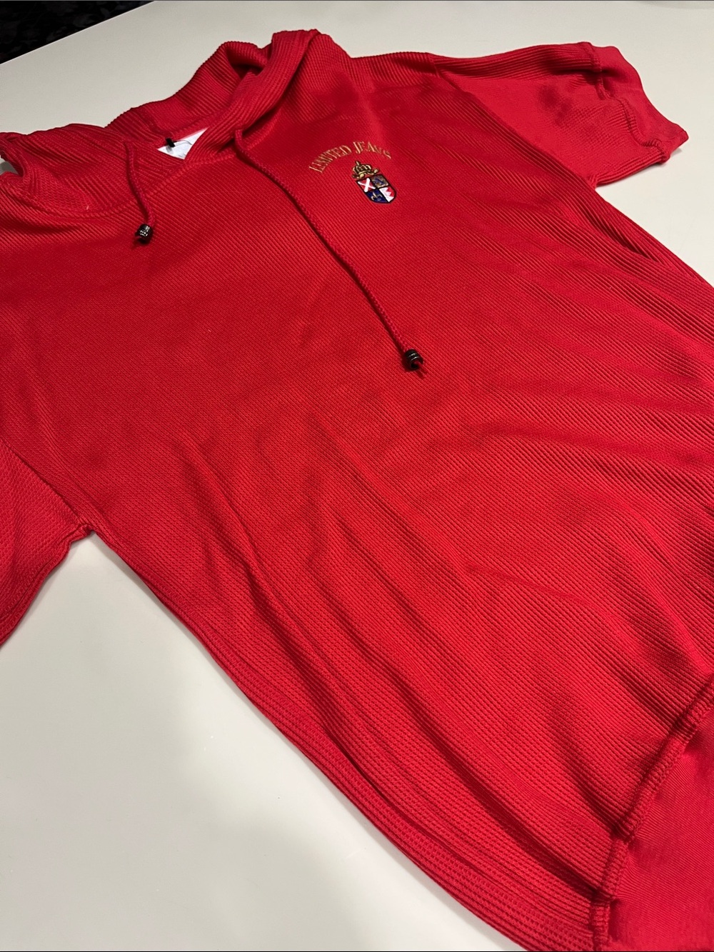 The Limited Red Short Sleeve Hooded Sweatshirt with Crest